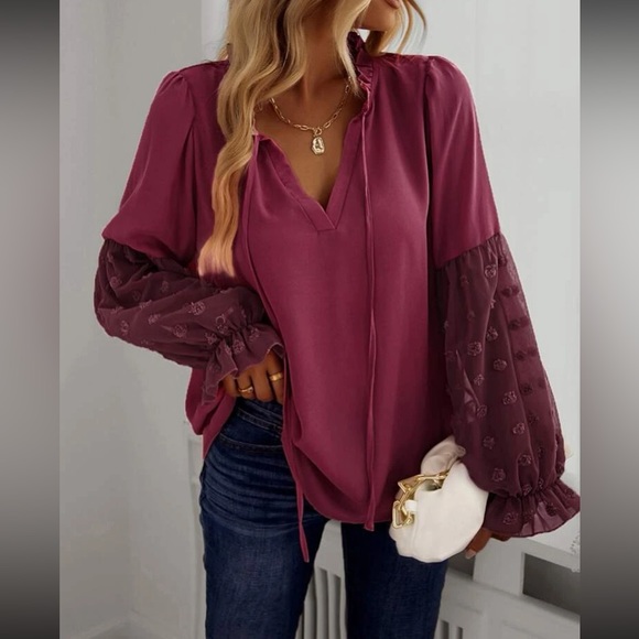 Boho Swiss Dot Oversized Blouse - Picture 10 of 16